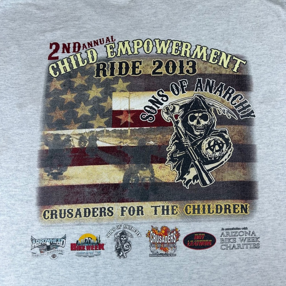 Gildan Child Empowerment Ride 2013 Sons of Anarchy AZ Bike Week T Shirt 2XL - Picture 9 of 10